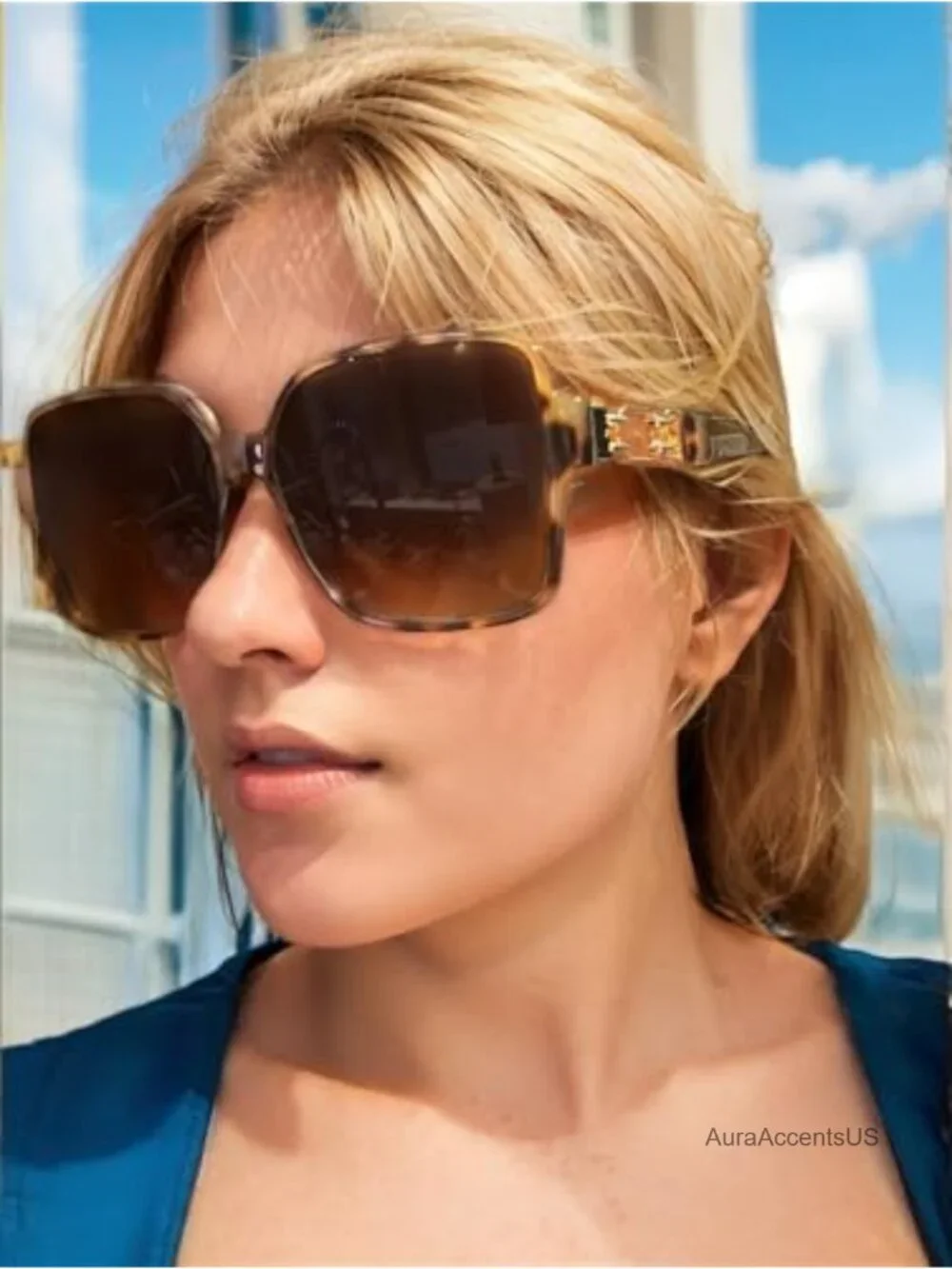 Oversized Square Hybrid Butterfly Fashion Sunglasses UV400 Gradient Lens